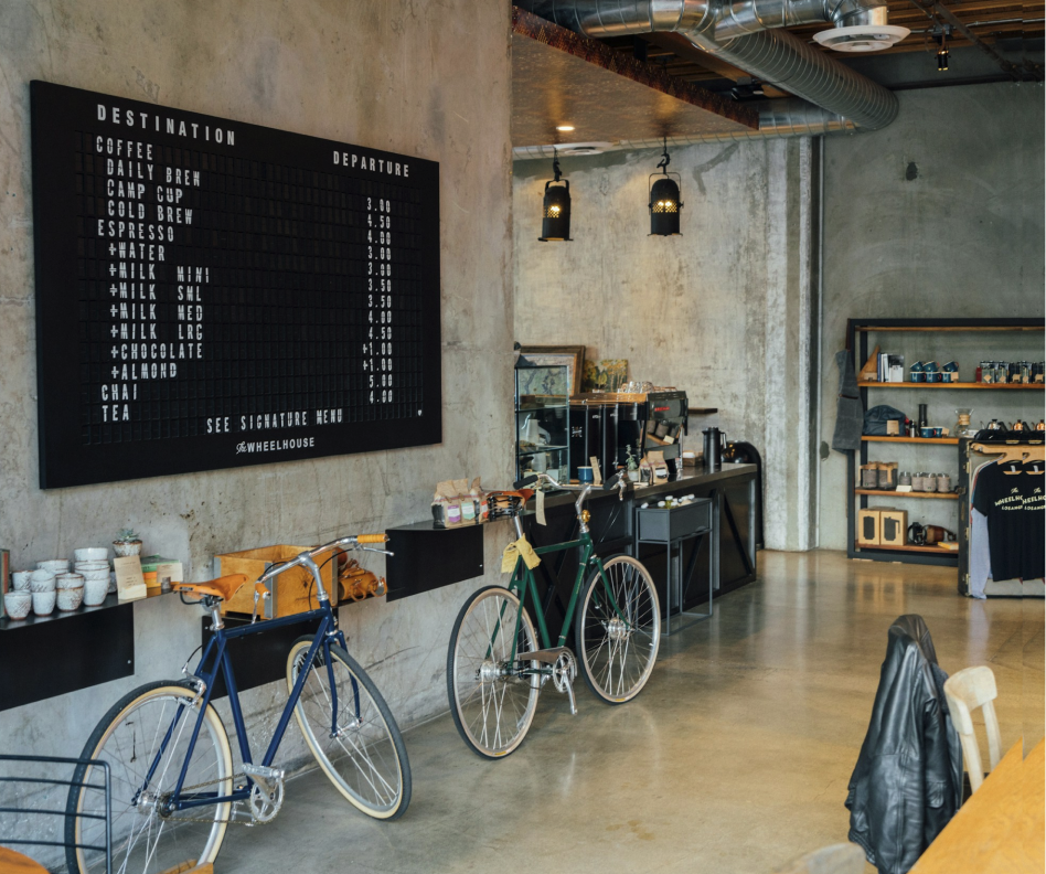 Bike friendly cafe with bicycles inside