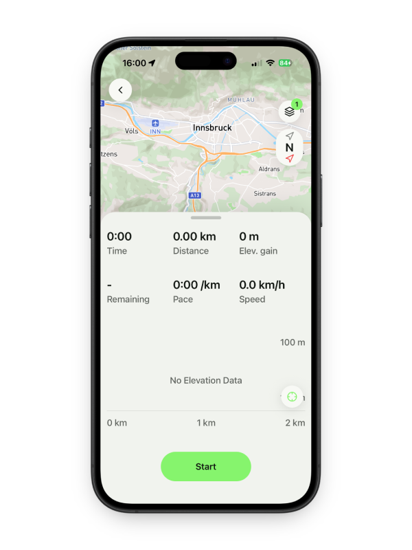 Route following and ride recording in Untrack